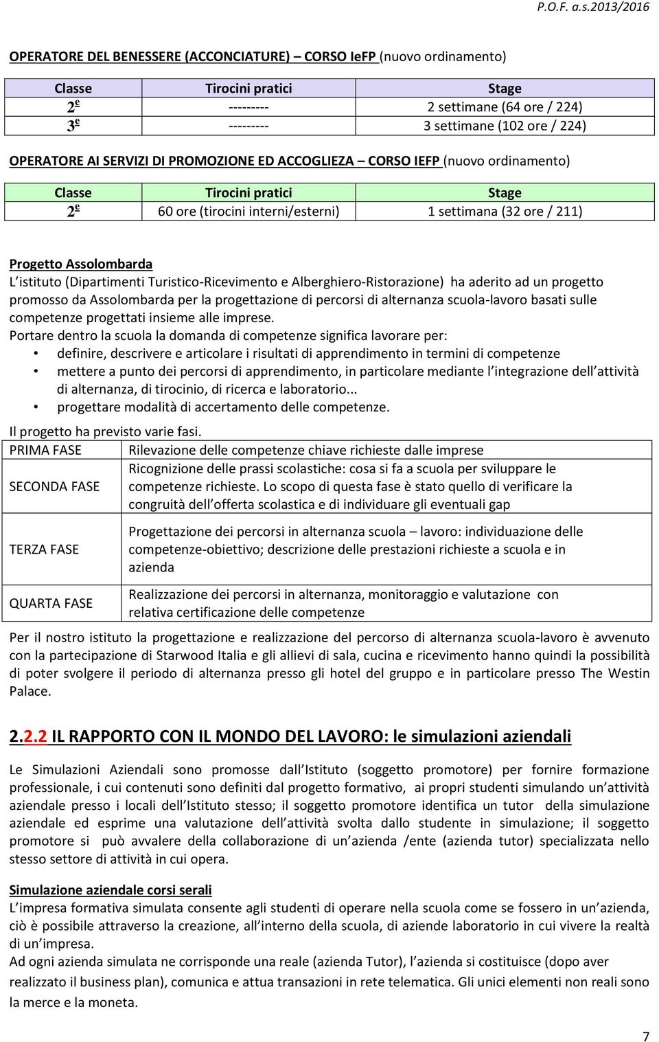 (Dipartimenti Turistico-Ricevimento e Alberghiero-Ristorazione) ha aderito ad un progetto promosso da Assolombarda per la progettazione di percorsi di alternanza scuola-lavoro basati sulle competenze