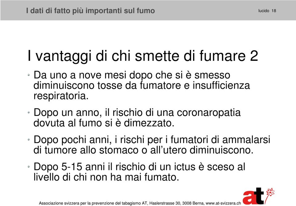 Dopo un anno, il rischio di una coronaropatia dovuta al fumo si è dimezzato.