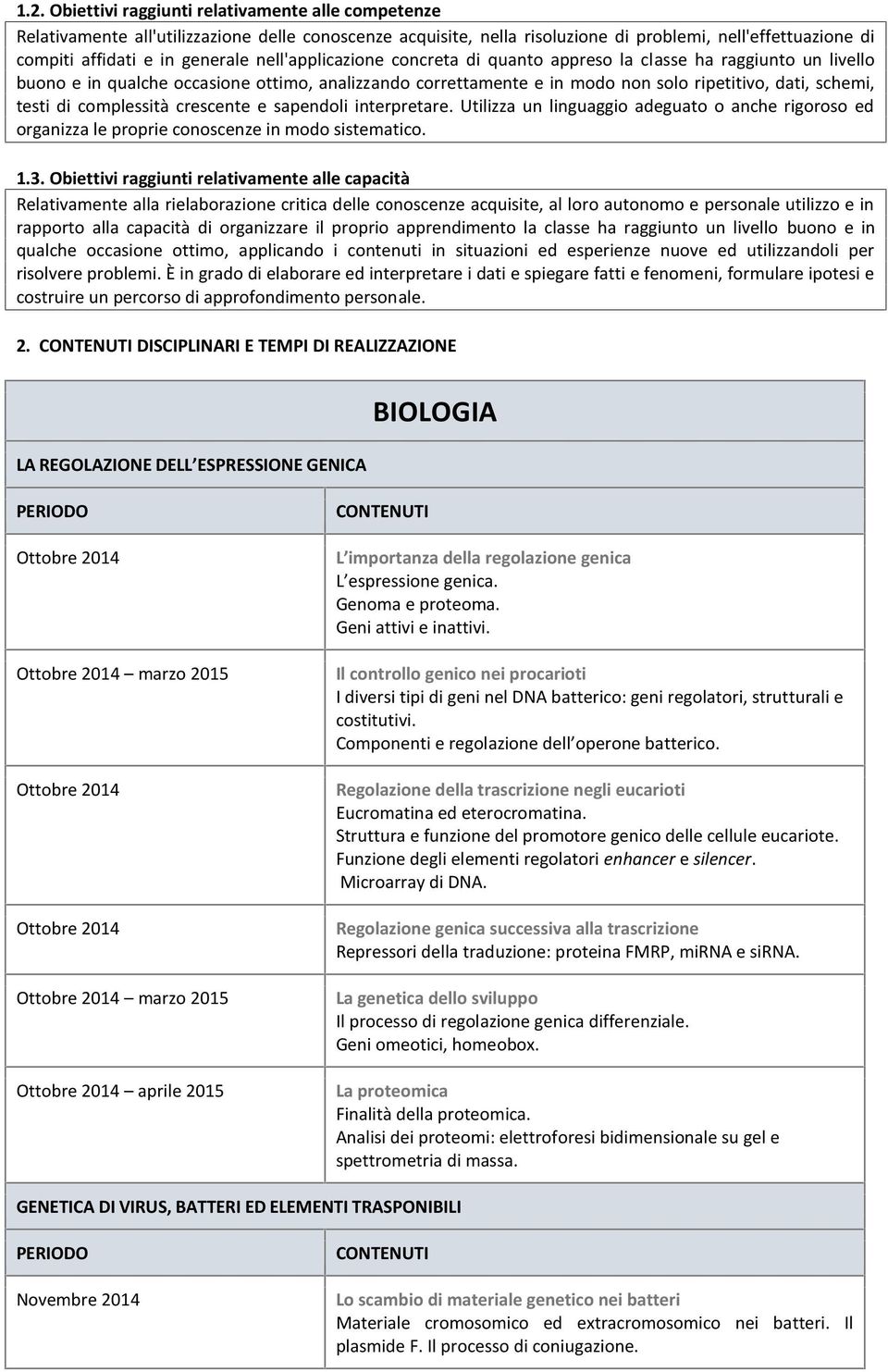 complessità crescente e sapendoli interpretare. Utilizza un linguaggio adeguato o anche rigoroso ed organizza le proprie conoscenze in modo sistematico. 1.3.