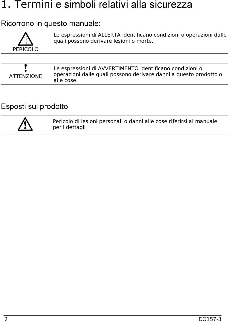 ATTENZIONE Le espressioni di AVVERTIMENTO identificano condizioni o operazioni dalle quali possono derivare