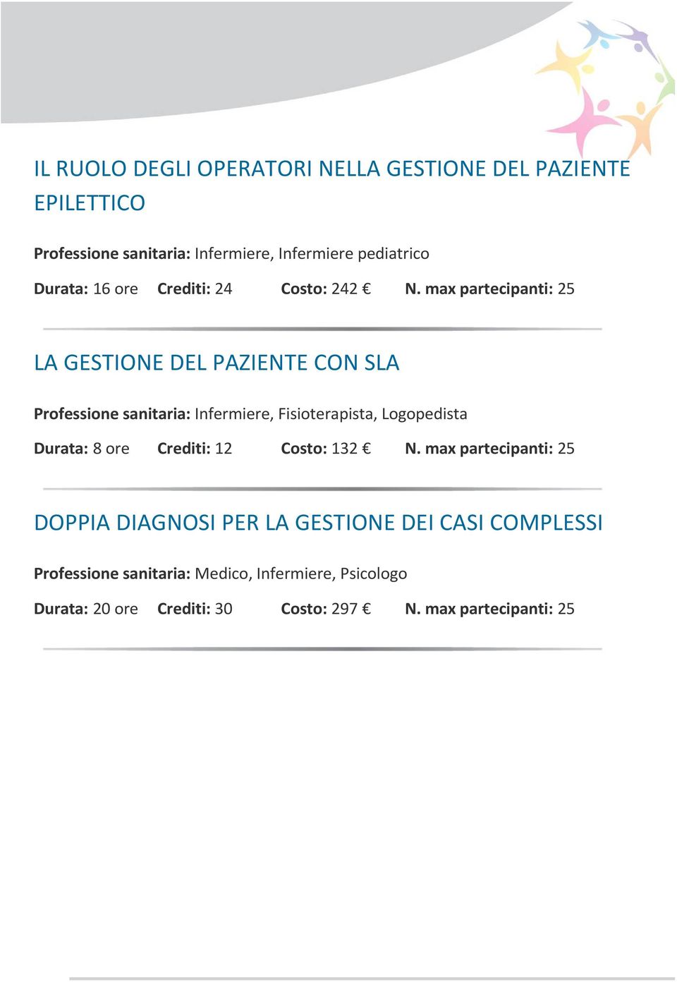 max partecipanti: 25 LA GESTIONE DEL PAZIENTE CON SLA Professione sanitaria: Infermiere, Fisioterapista,