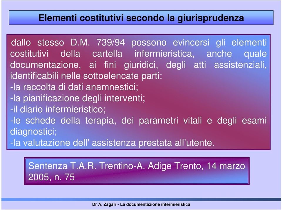 atti assistenziali, identificabili nelle sottoelencate parti: -la raccolta di dati anamnestici; -la pianificazione degli interventi; -il