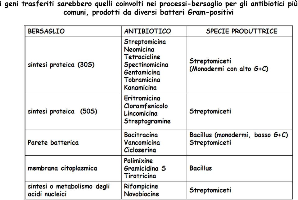 per gli antibiotici più comuni,