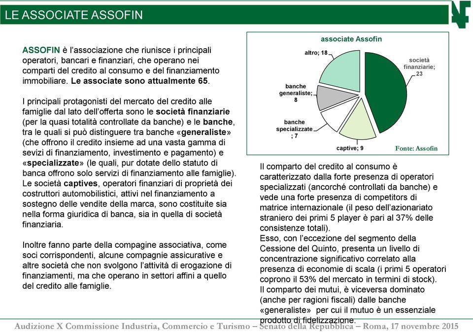 I principali protagonisti del mercato del credito alle famiglie dal lato dell offerta sono le società finanziarie (per la quasi totalità controllate da banche) e le banche, tra le quali si può