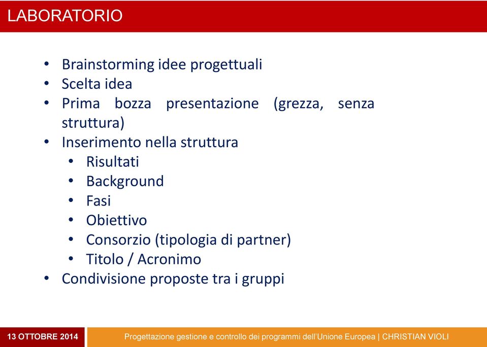 struttura Risultati Background Fasi Obiettivo Consorzio