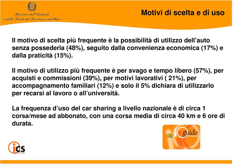 Il motivo di utilizzo più frequente è per svago e tempo libero (57%), per acquisti e commissioni (39%), per motivi lavorativi ( 21%), per