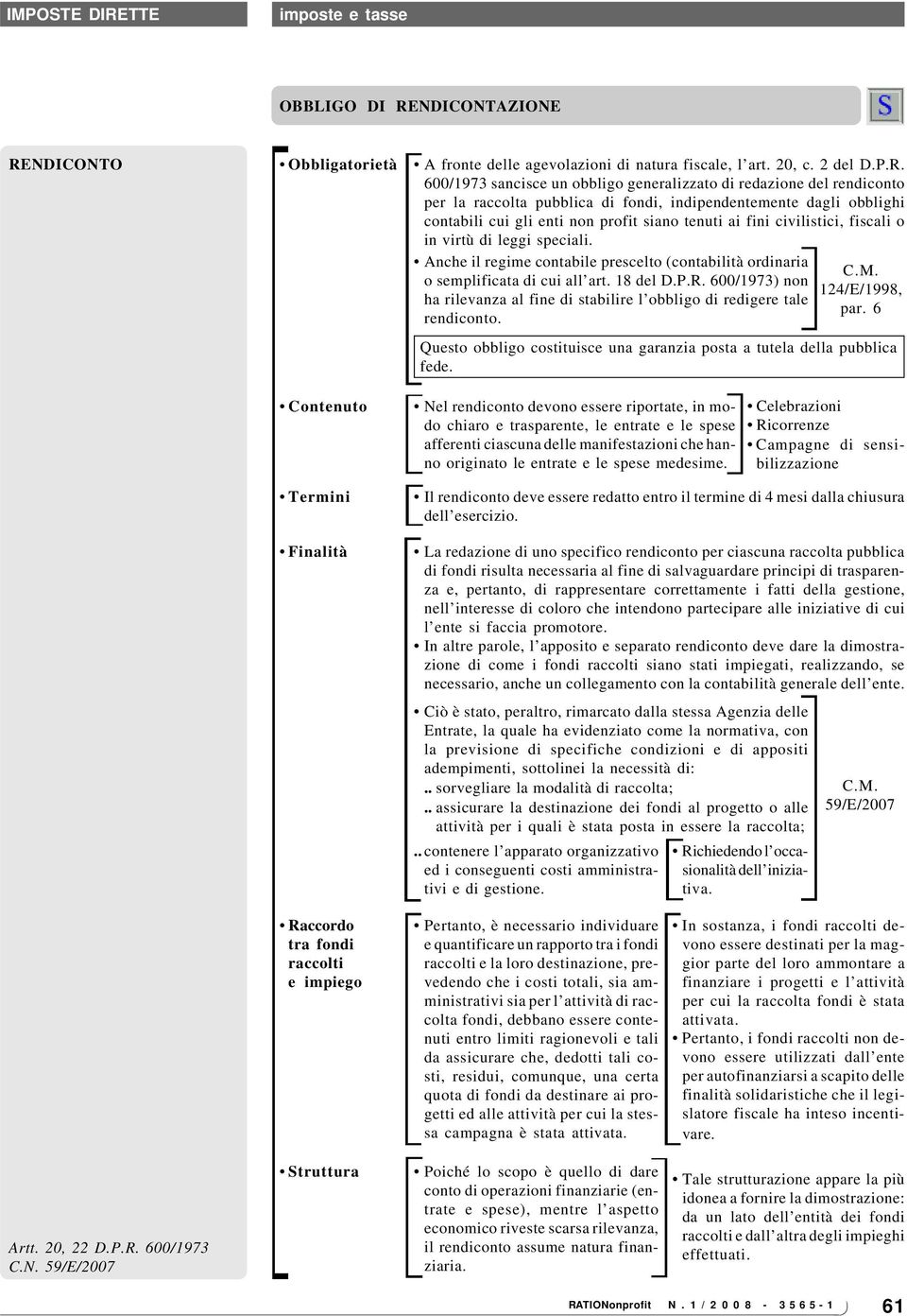 600/1973 sancisce un obbligo generalizzato di redazione del rendiconto per la raccolta pubblica di fondi, indipendentemente dagli obblighi contabili cui gli enti non profit siano tenuti ai fini