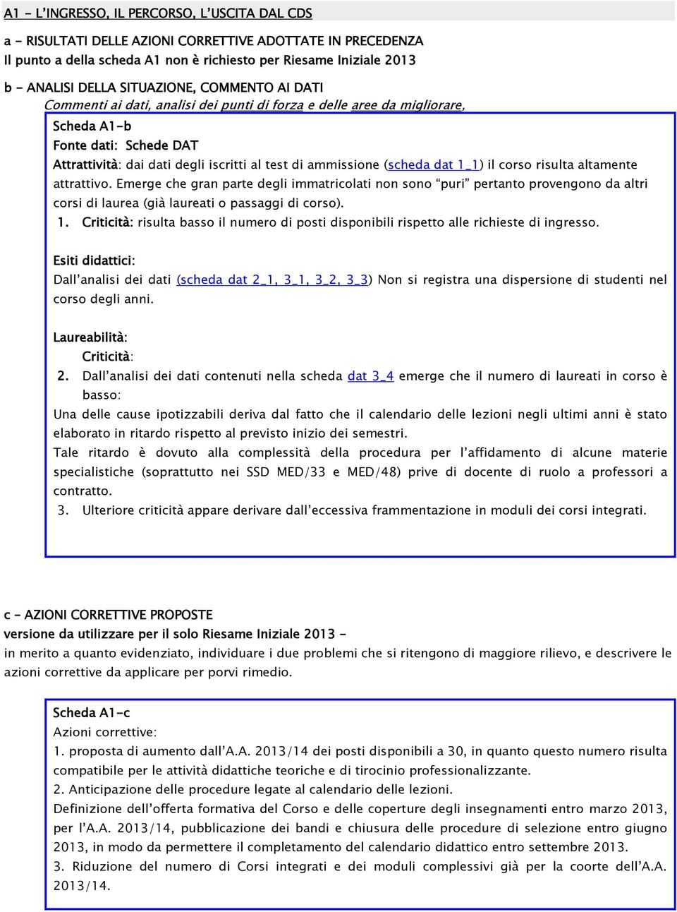 (scheda dat 1_1) il corso risulta altamente attrattivo. Emerge che gran parte degli immatricolati non sono puri pertanto provengono da altri corsi di laurea (già laureati o passaggi di corso). 1. Criticità: risulta basso il numero di posti disponibili rispetto alle richieste di ingresso.