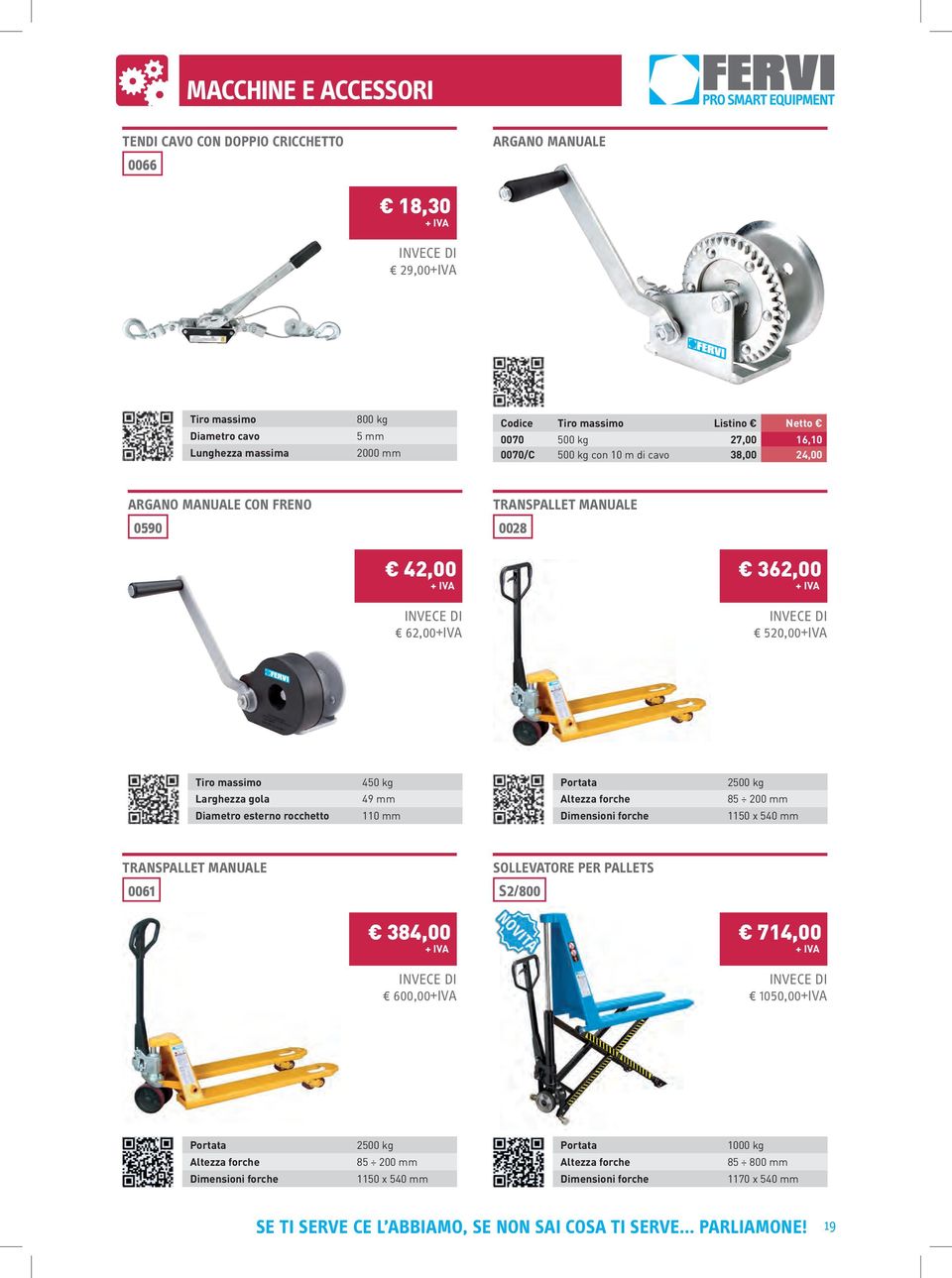 mm Altezza forche 85 200 mm Diametro esterno rocchetto 110 mm forche 1150 x 540 mm TRANSPALLET MANUALE SOLLEVATORE PER PALLETS 0061 S2/800 384,00 714,00 600,00+IVA 1050,00+IVA Portata 2500 kg Portata