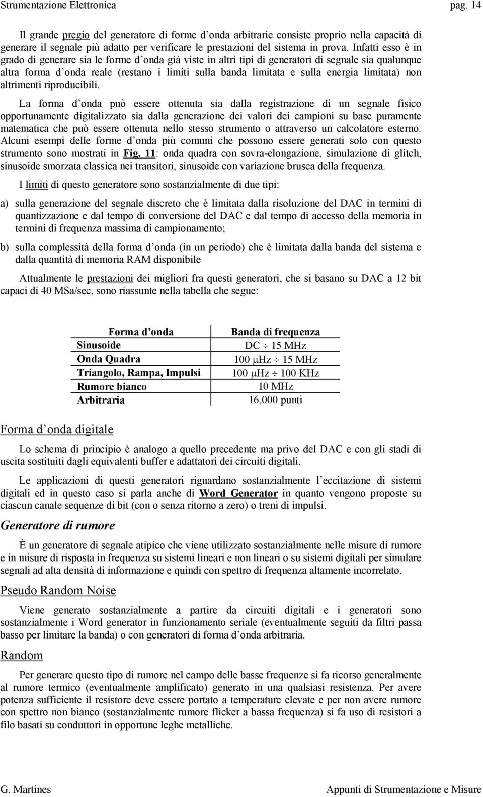 Infatti esso è in grado di generare sia le forme d onda già viste in altri tipi di generatori di segnale sia qualunque altra forma d onda reale (restano i limiti sulla banda limitata e sulla energia