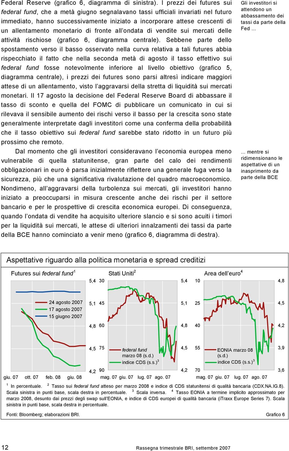 monetario di fronte all ondata di vendite sui mercati delle attività rischiose (grafico 6, diagramma centrale).