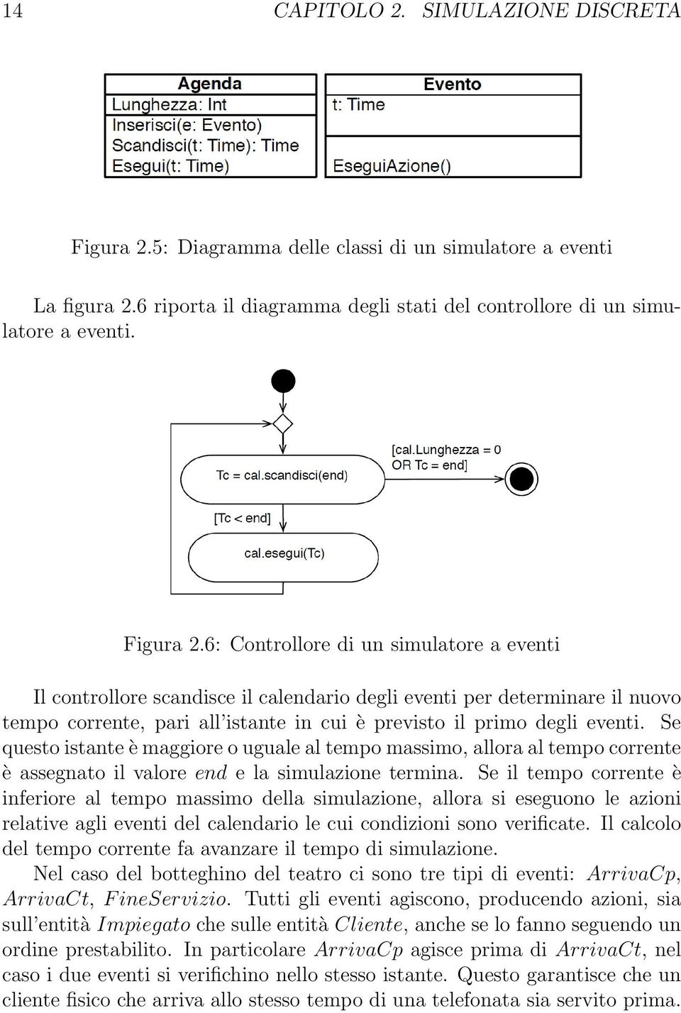 6: Controllore di un simulatore a eventi Il controllore scandisce il calendario degli eventi per determinare il nuovo tempo corrente, pari all istante in cui è previsto il primo degli eventi.