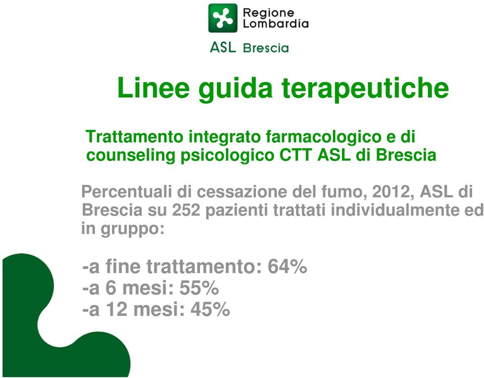 del fumo, 2012, ASL di Brescia su 252 pazienti trattati