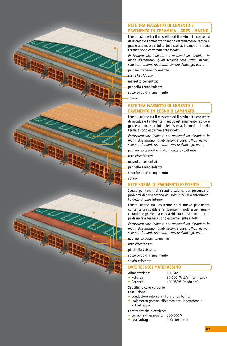 pavimento ceramica-marmo rete riscaldante massetto cementizio RETE TRA MASSETTO DI CEMENTO E PAVIMENTO IN LEGNO O LAMINATO L installazione tra il massetto ed il pavimento consente di riscaldare l