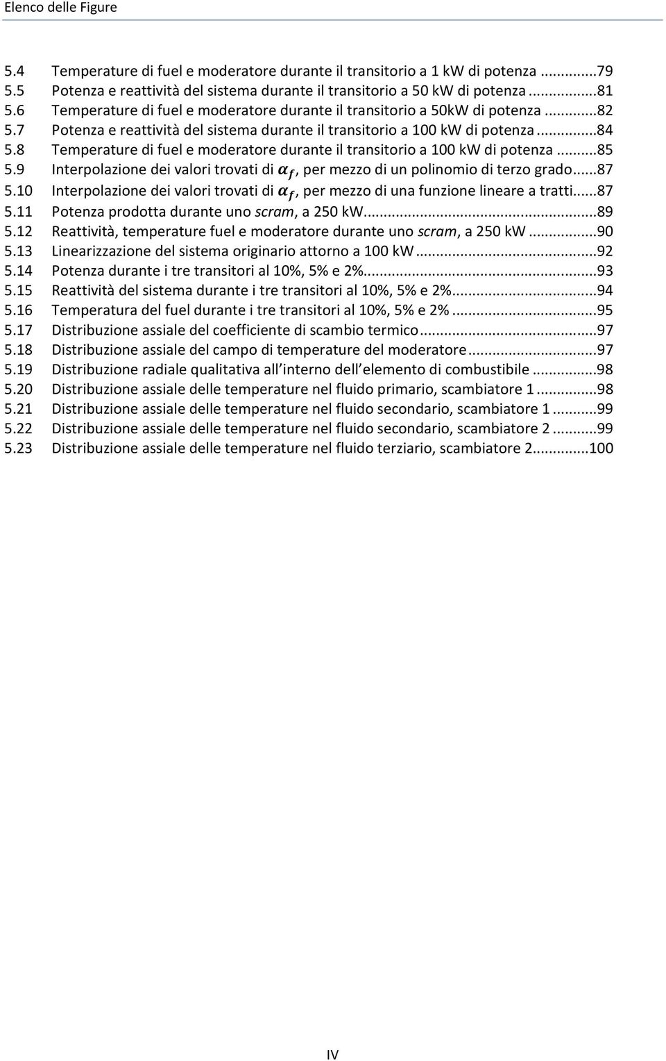 8 Temperature di fuel e moderatore durante il transitorio a 100 kw di potenza...85 5.9 Interpolazione dei valori trovati di, per mezzo di un polinomio di terzo grado...87 5.