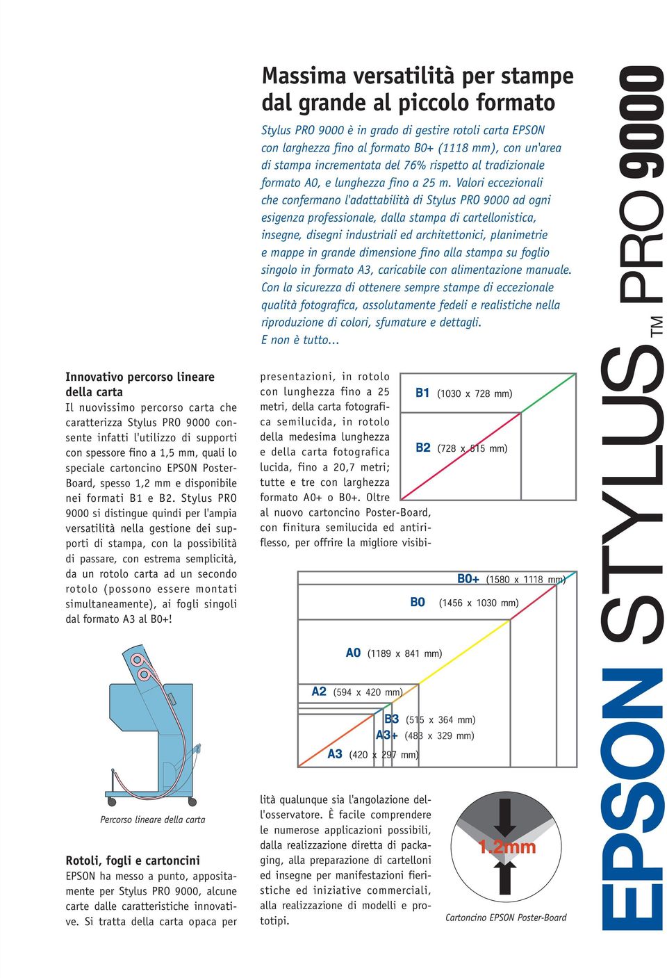 Stylus PRO 9000 si distingue quindi per l'ampia versatilità nella gestione dei supporti di stampa, con la possibilità di passare, con estrema semplicità, da un rotolo carta ad un secondo rotolo