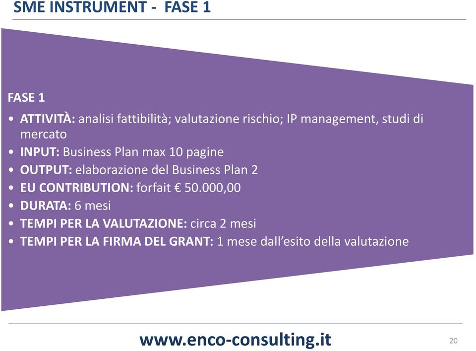 000,00 DURATA: 6 mesi TEMPI PER LA VALUTAZIONE: circa 2 mesi TEMPI PER LA FIRMA DEL GRANT: 1 mese dall esito della valutazione