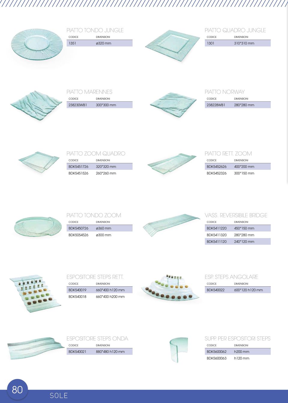 REVERSIBILE BRIDGE BDK5450726 ø360 mm BDK5411220 450*150 mm BDK5054526 ø300 mm BDK5411320 280*280 mm BDK5411120 240*120 mm ESPO