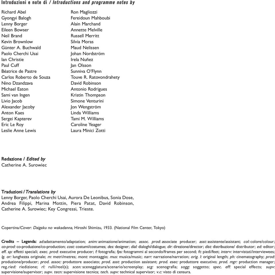 Le Roy Leslie Anne Lewis Ron Magliozzi Fereidoun Mahboubi Alain Marchand Annette Melville Russell Merritt Silvia Moras Maud Nelissen Johan Nordström Irela Nuñez Jan Olsson Sunniva O Flynn Touve R.