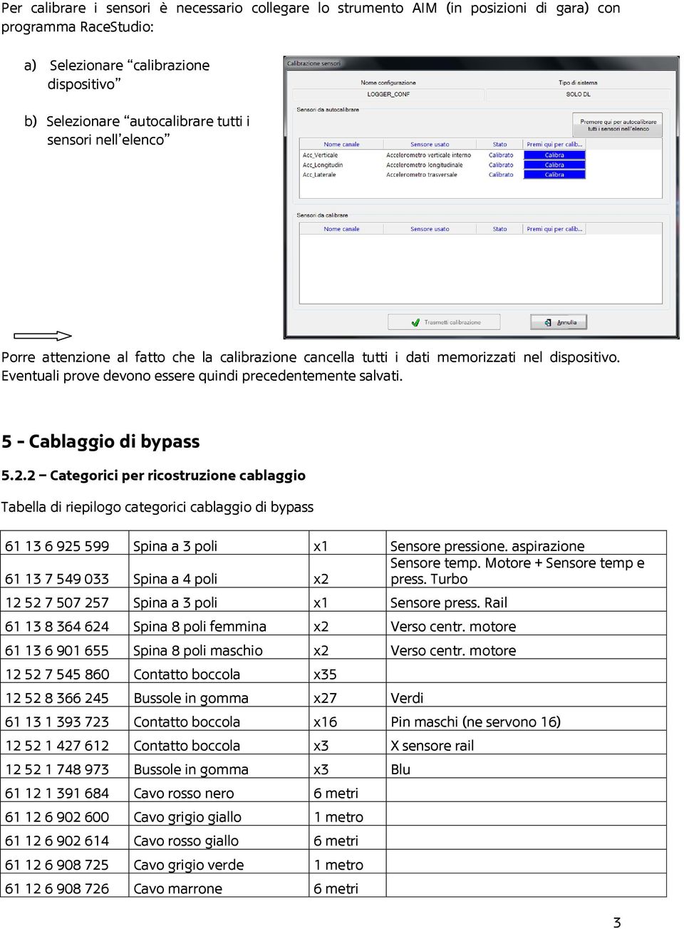 2 Categorici per ricostruzione cablaggio Tabella di riepilogo categorici cablaggio di bypass 61 13 6 925 599 Spina a 3 poli x1 Sensore pressione. aspirazione Sensore temp.