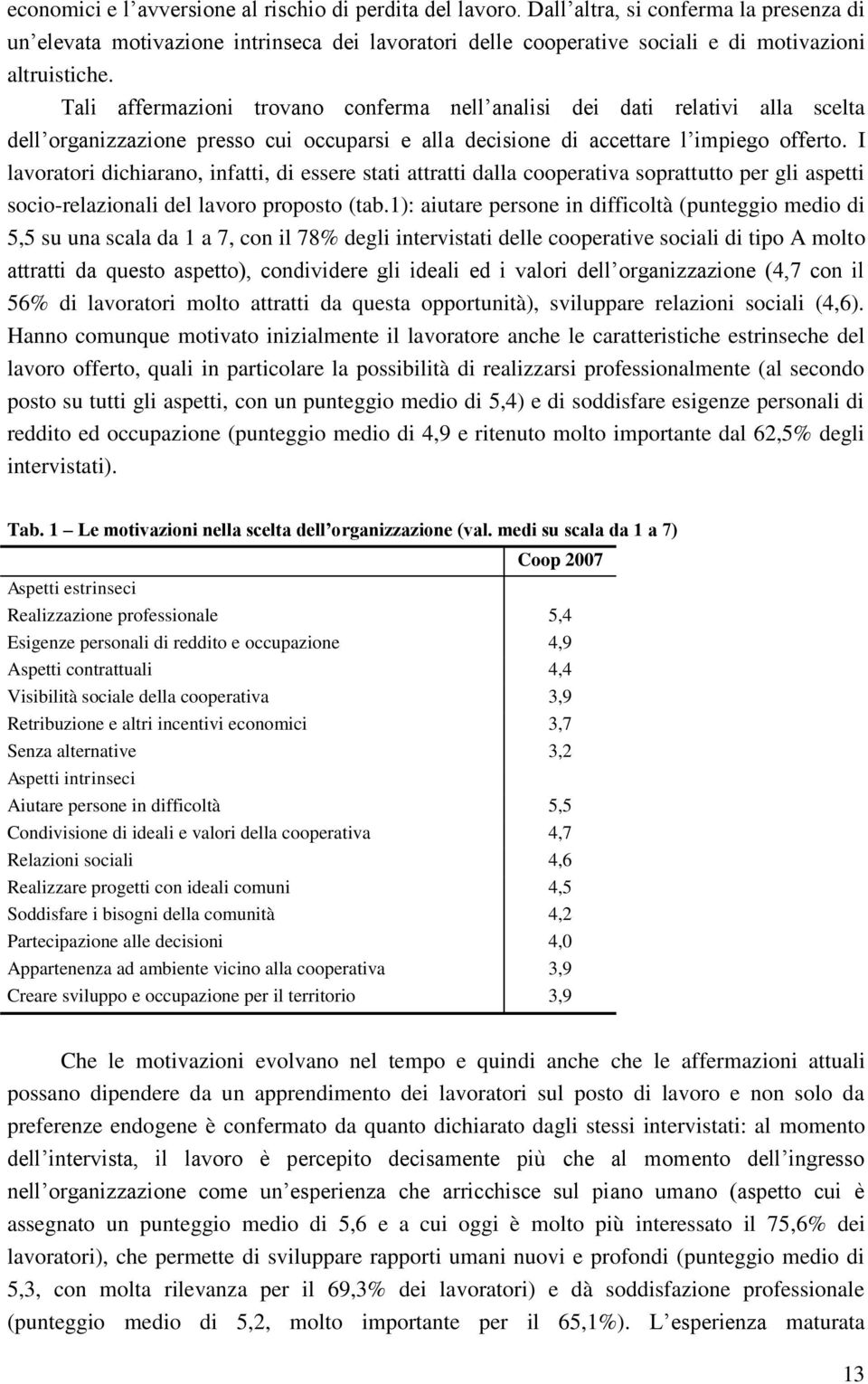 Tali affermazioni trovano conferma nell analisi dei dati relativi alla scelta dell organizzazione presso cui occuparsi e alla decisione di accettare l impiego offerto.