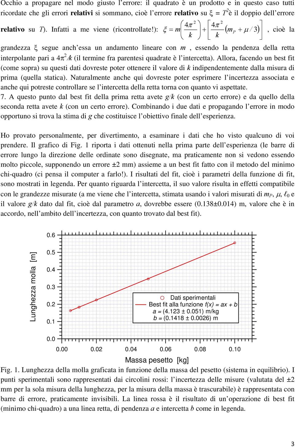 ): ( ) ξ = m + m + / k k μ, cioè la P grandezza ξ segue anch essa un andamento lineare con m, essendo la pendenza della retta interpolante pari a 4π /k (il termine fra parentesi quadrate è l