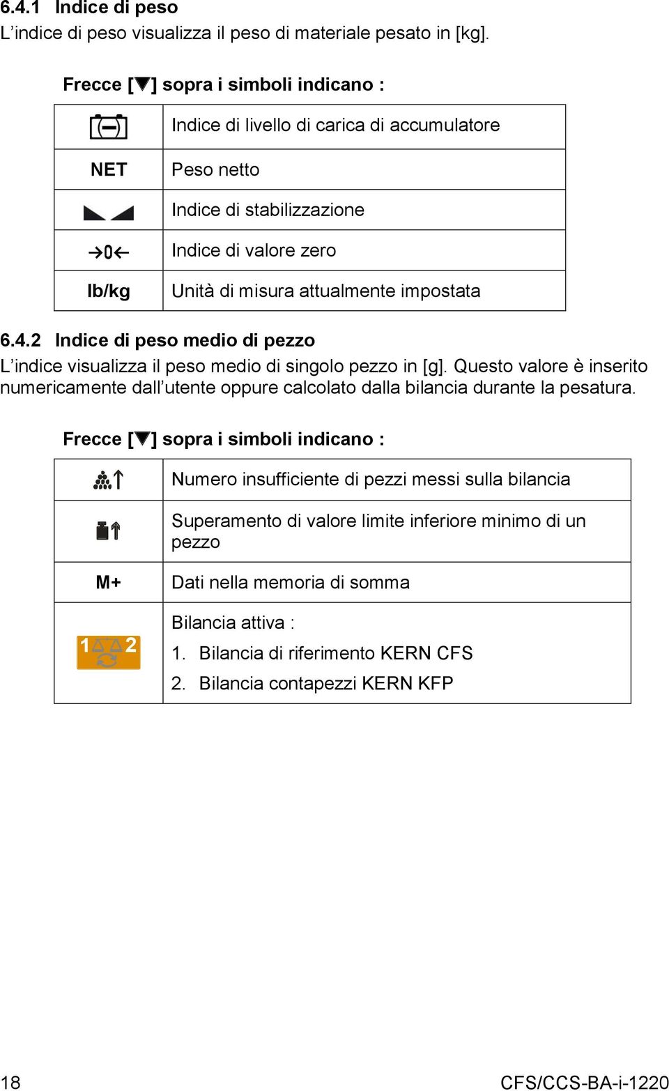 4.2 Indice di peso medio di pezzo L indice visualizza il peso medio di singolo pezzo in [g].