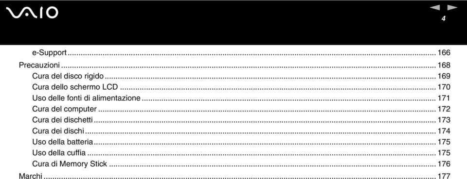 .. 171 Cura del computer... 172 Cura dei dischetti... 173 Cura dei dischi.