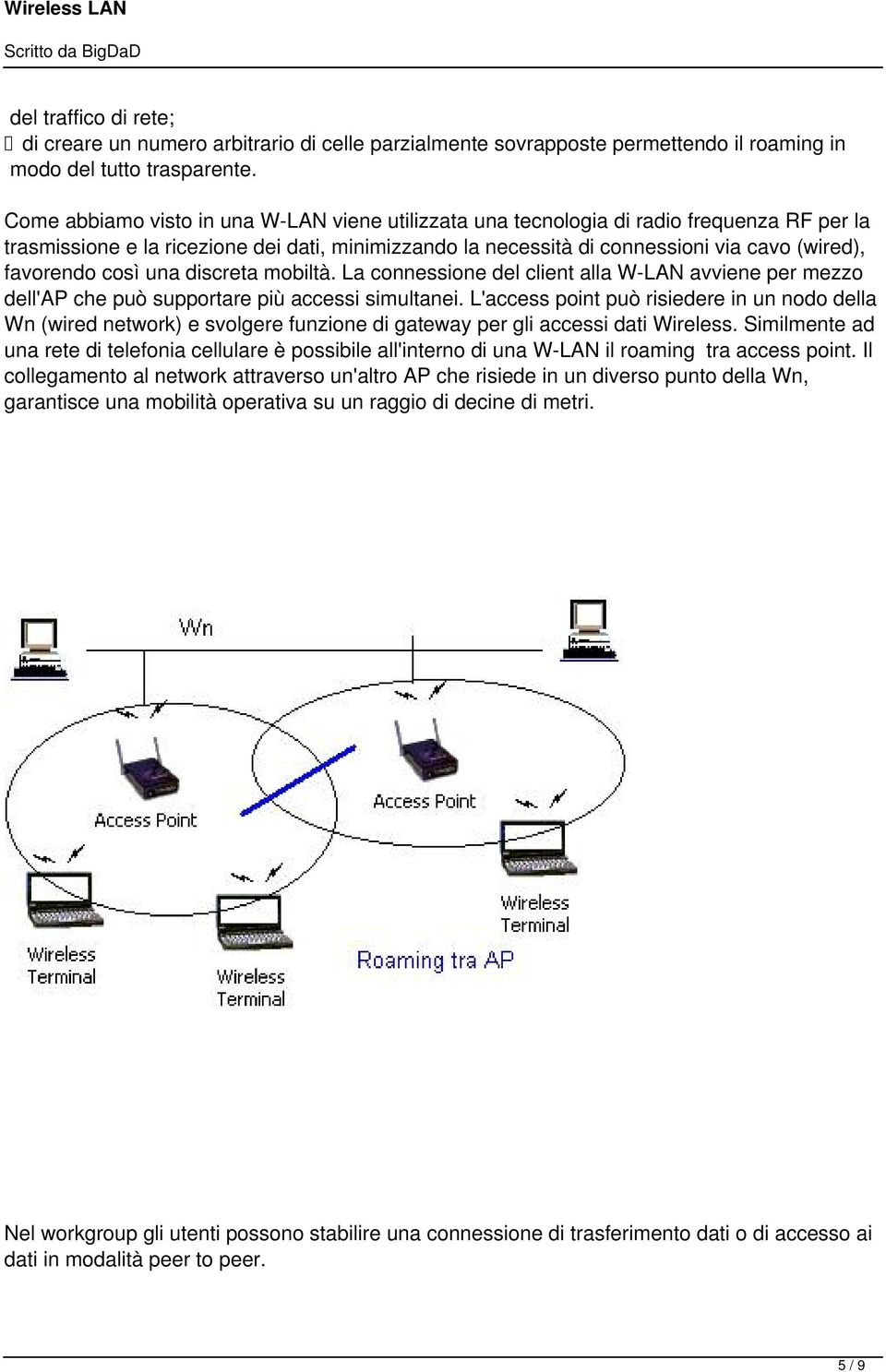 così una discreta mobiltà. La connessione del client alla W-LAN avviene per mezzo dell'ap che può supportare più accessi simultanei.