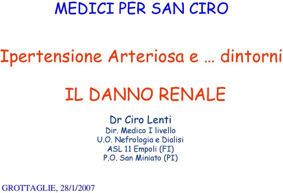 Medico I livello U.O.