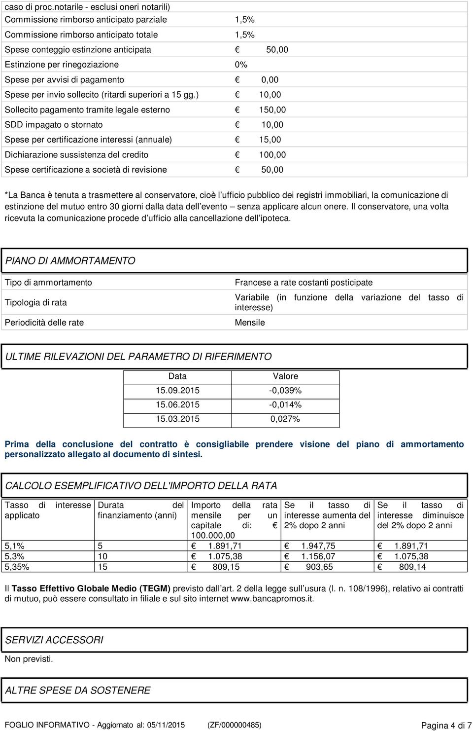 0% Spese per avvisi di pagamento 0,00 Spese per invio sollecito (ritardi superiori a 15 gg.