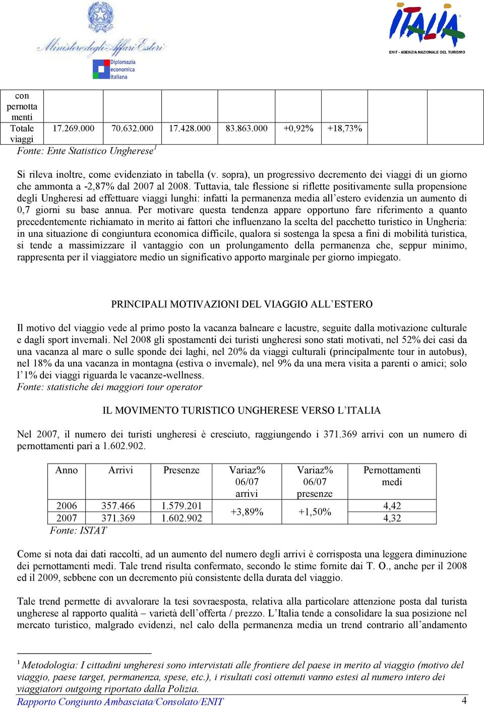 Tuttavia, tale flessione si riflette positivamente sulla propensione degli Ungheresi ad effettuare viaggi lunghi: infatti la permanenza media all estero evidenzia un aumento di 0,7 giorni su base