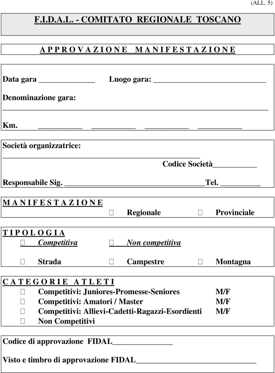 T I P O L O G I A Competitiva Regionale Non competitiva Provinciale Strada Campestre Montagna C A T E G O R I E A T L E T I