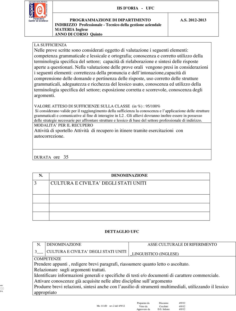 Nella valutazione delle prove orali vengono presi in considerazioni i seguenti elementi: correttezza della pronuncia e dell intonazione,capacità di comprensione delle domande e pertinenza delle