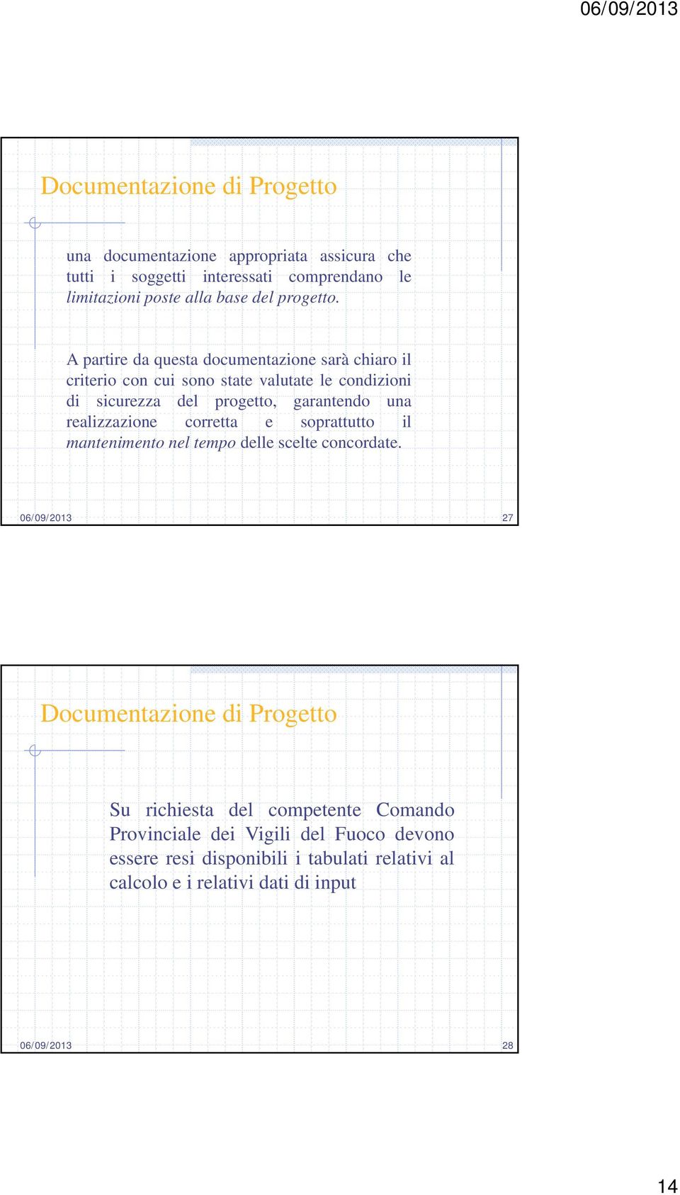 A partire da questa documentazione sarà chiaro il criterio con cui sono state valutate le condizioni di sicurezza dl del progetto, garantendo una