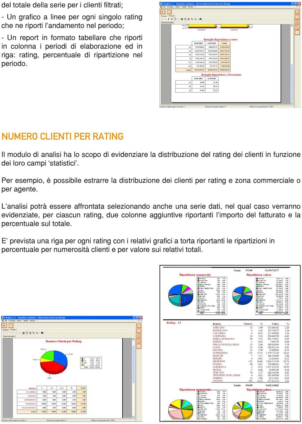 NUMERO CLIENTI PER RATING Il modulo di analisi ha lo scopo di evidenziare la distribuzione del rating dei clienti in funzione dei loro campi statistici.