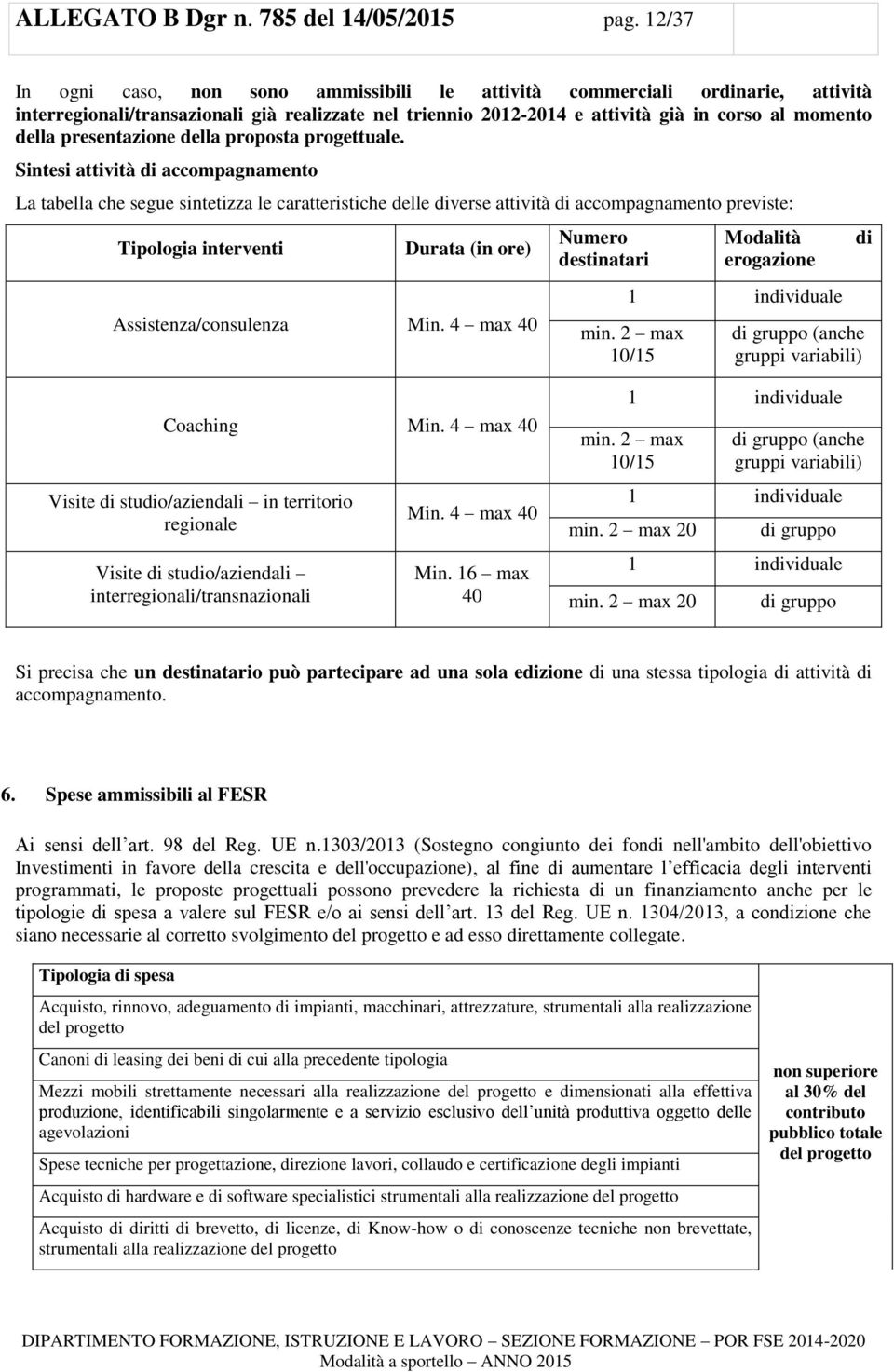 presentazione della proposta progettuale.