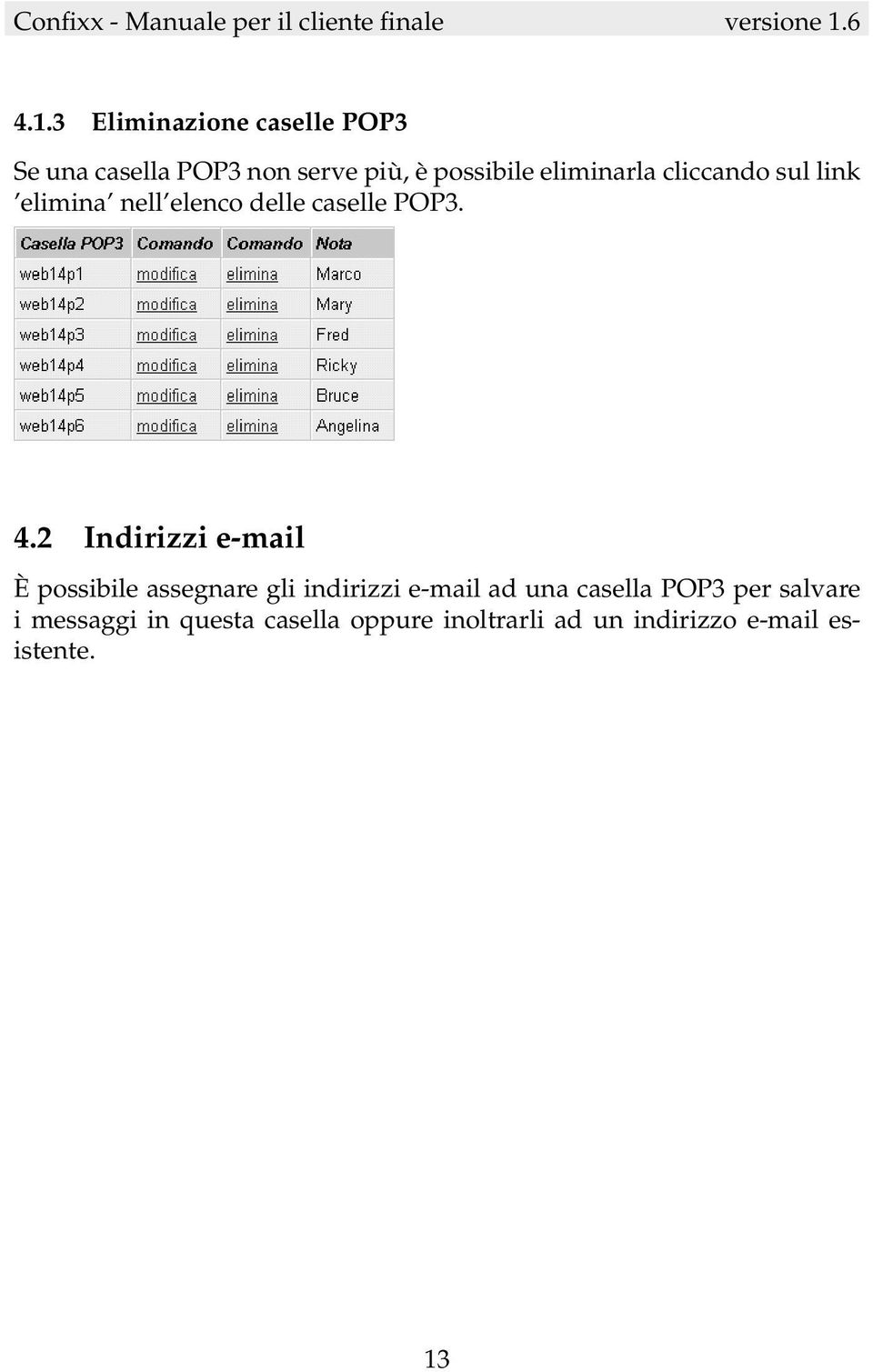 2 Indirizzi e-mail È possibile assegnare gli indirizzi e-mail ad una casella POP3