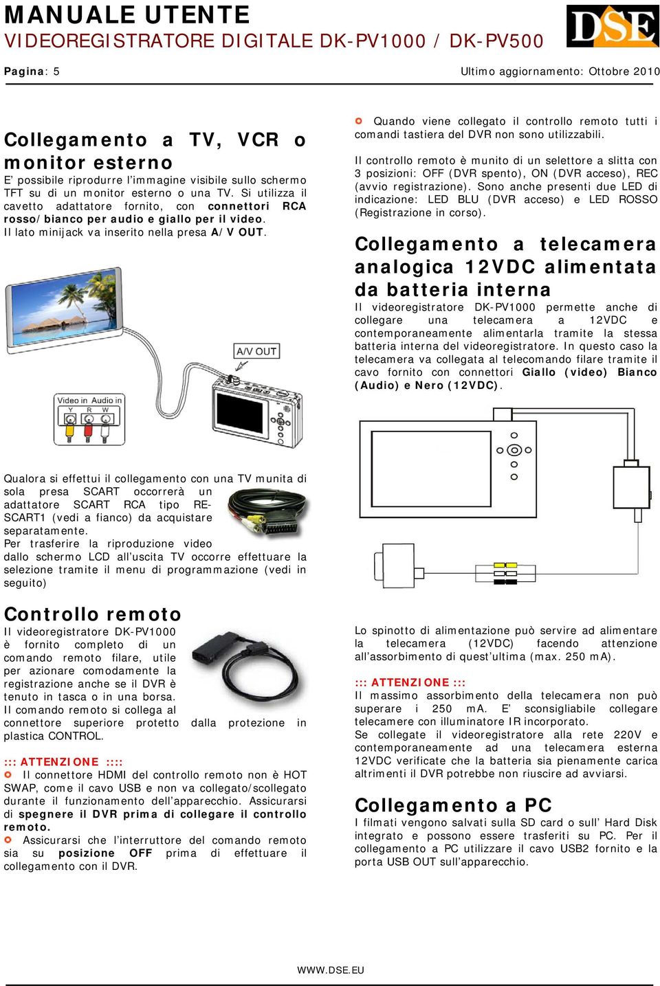 Quando viene collegato il controllo remoto tutti i comandi tastiera del DVR non sono utilizzabili.