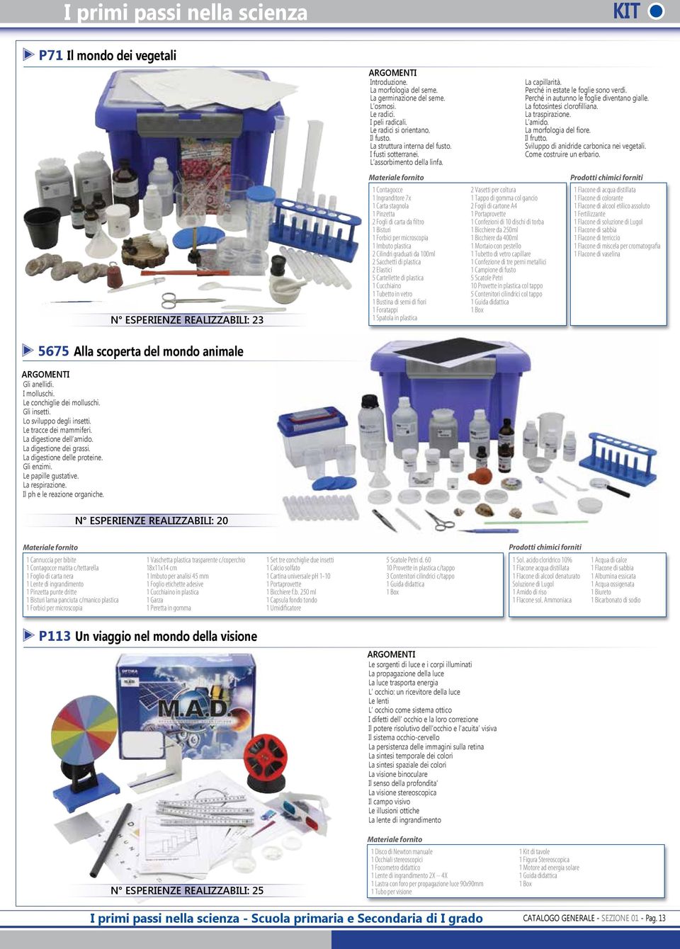 1 Ingranditore 7x 1 Carta stagnola 1 Pinzetta 2 Fogli di carta da filtro 1 Bisturi 1 Forbici per microscopia 1 Imbuto plastica 2 Cilindri graduati da 100ml 2 Sacchetti di plastica 2 Elastici 5