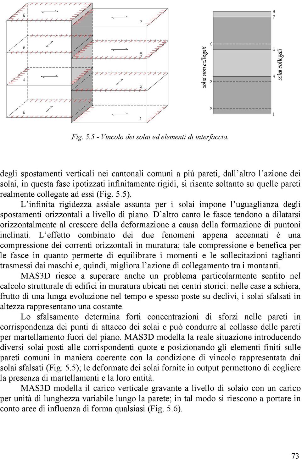 ad essi (Fig. 5.5). L infinita rigidezza assiale assunta per i solai impone l uguaglianza degli spostamenti orizzontali a di piano.