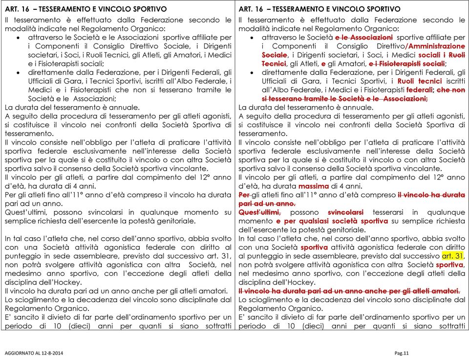 Federazione, per i Dirigenti Federali, gli Ufficiali di Gara, i Tecnici Sportivi, iscritti all Albo Federale, i Medici e i Fisioterapisti che non si tesserano tramite le Società e le Associazioni; La