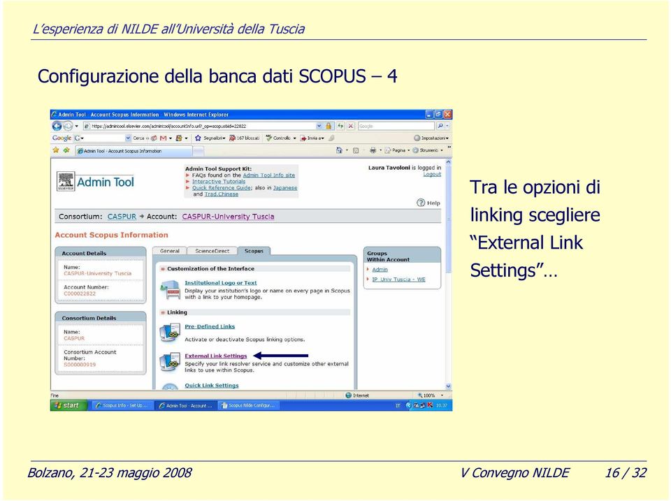 scegliere External Link Settings