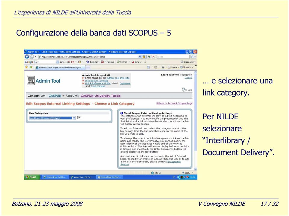 Per NILDE selezionare Interlibrary / Document