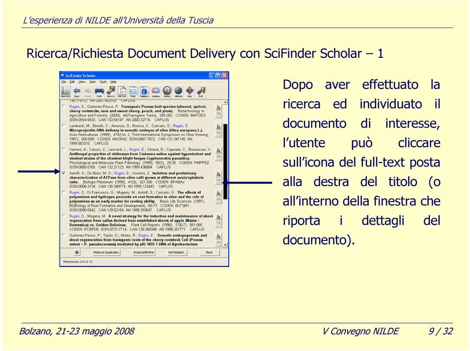 icona del full-text posta alla destra del titolo (o all interno della finestra che