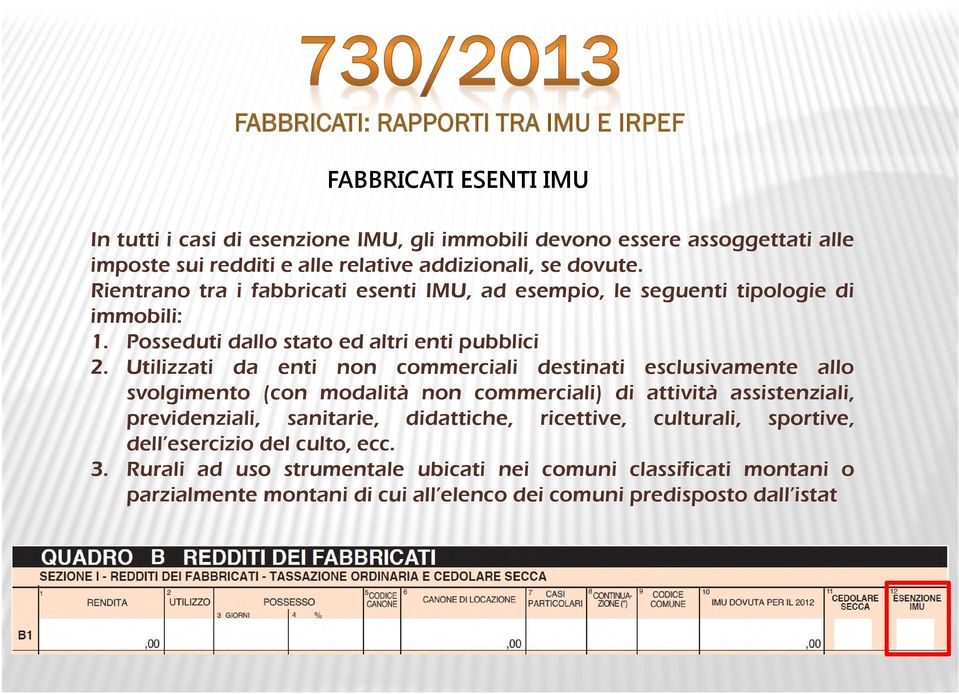 Utilizzati da enti non commerciali destinati esclusivamente allo svolgimento (con modalità non commerciali) di attività assistenziali, previdenziali, sanitarie, didattiche,