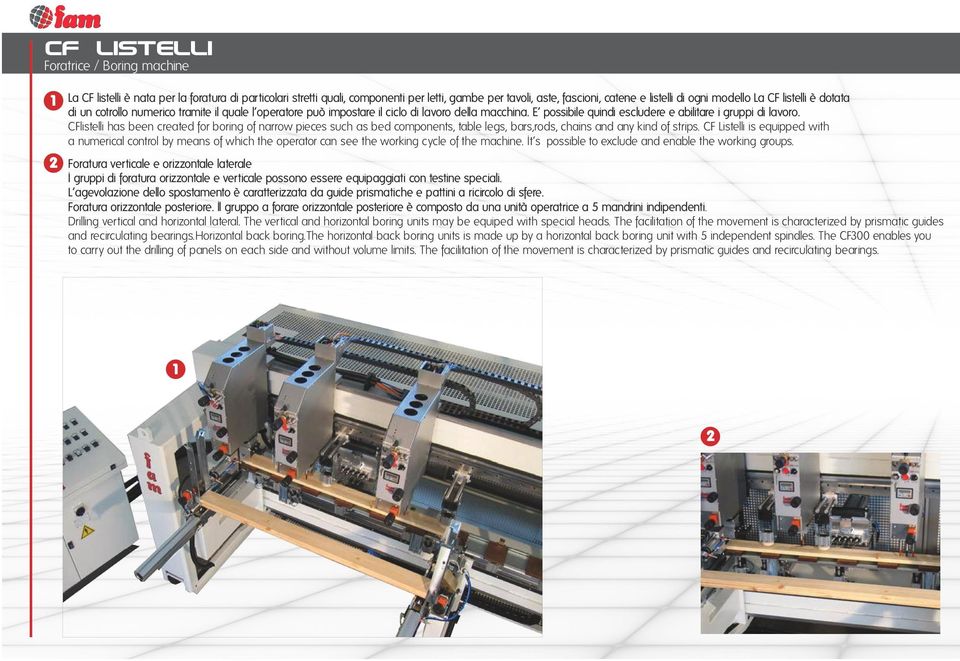 CFlistelli has been created for boring of narrow pieces such as bed components, table legs, bars,rods, chains and any kind of strips.