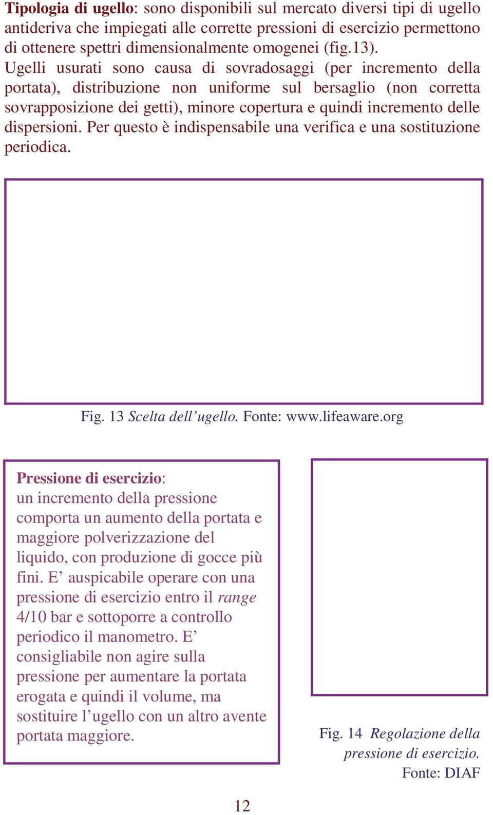 delle dispersioni. Per questo è indispensabile una verifica e una sostituzione periodica. Fig. 13 Scelta dell ugello. Fonte: www.lifeaware.