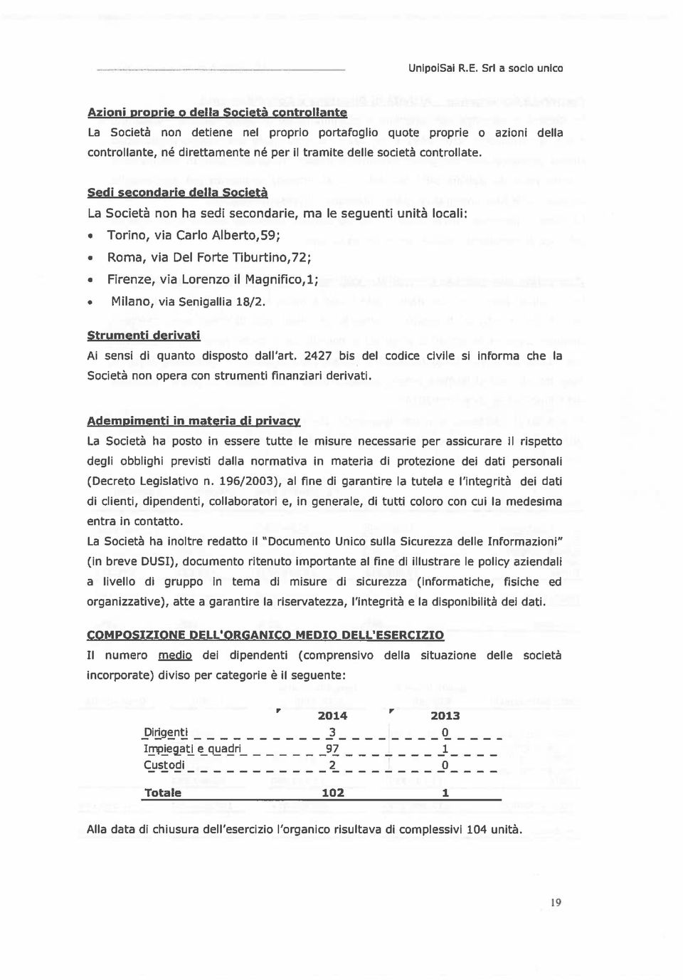 Strumenti derivti Ai sensi di qunt dispst dli rt. 2427 bis del cdice civile si infrm che l Scietà nn per cn strumenti finnziri derivti.