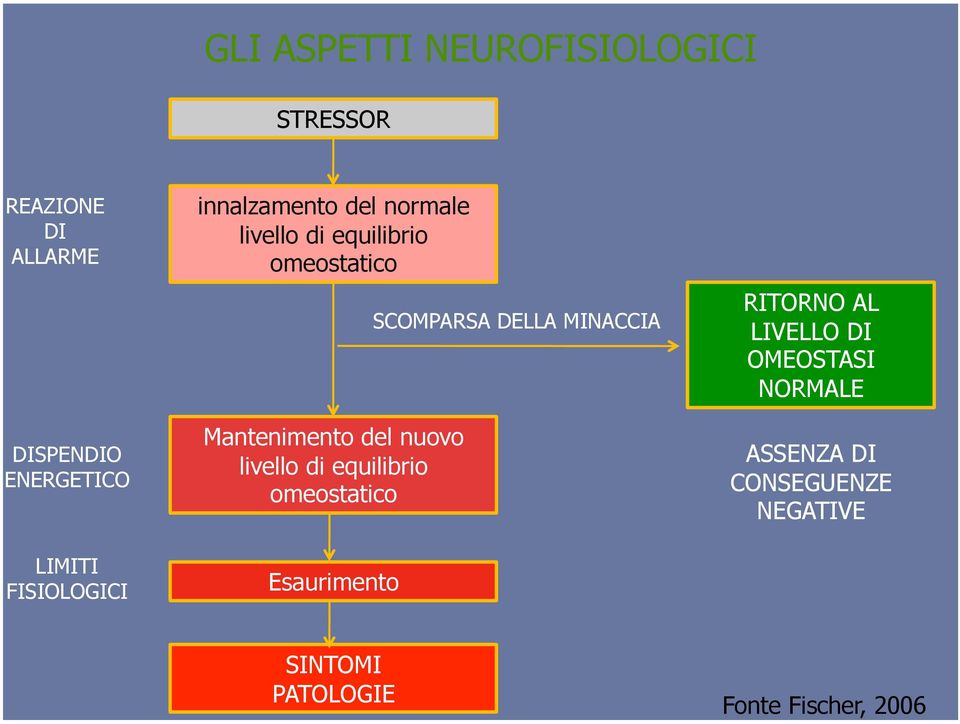 nuovo livello di equilibrio omeostatico Esaurimento SCOMPARSA DELLA MINACCIA RITORNO AL